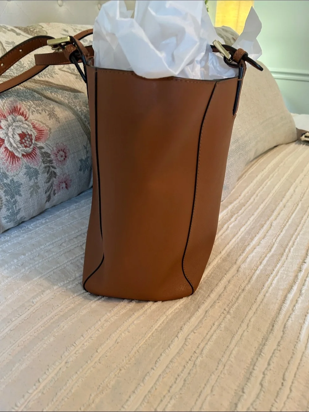 Tory Burch Brown Leather Tote Laptop Bag